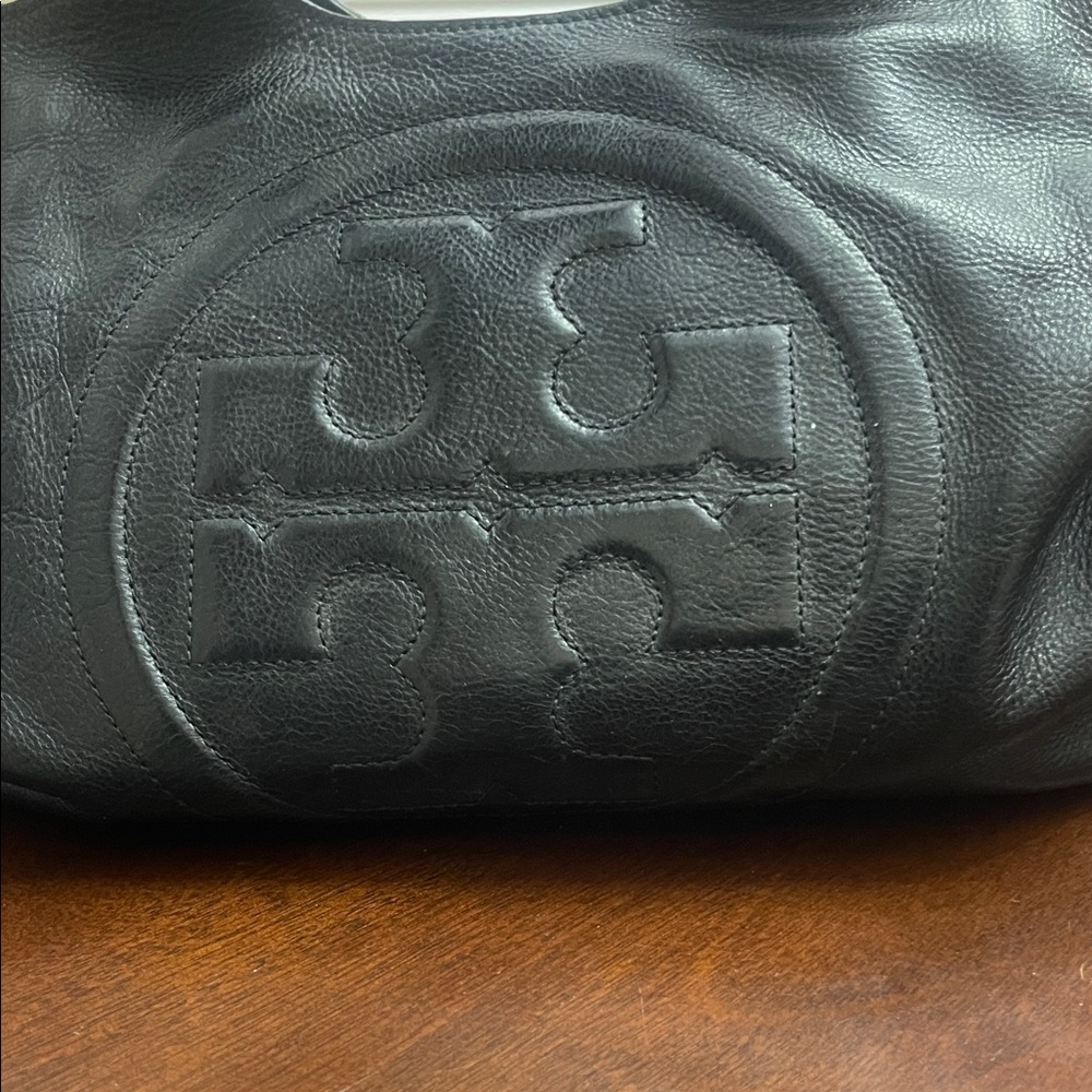 Tory Burch Black Embossed Leather Tote